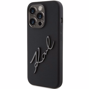 KARL LAGERFELD Suojakuori IPHONE 15 Prolle KLHCP15LSKSBMCK (Silicone Karl Script Logo) musta