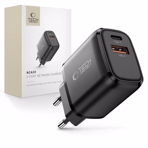 Tech-Protect NCA20 PD 20W / QC3.0 USB-A / USB-C Seinälaturi - Musta