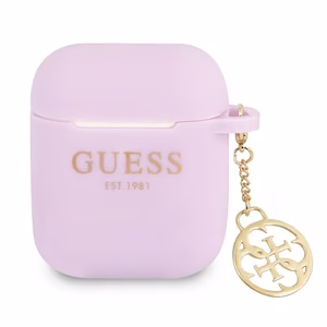 Guess GUA2LSC4EU AirPods 1/2 suojakuori violetti/lila Silikoni Charm 4G-mallisto
