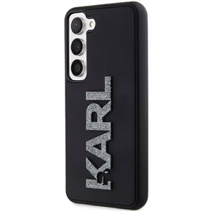 Karl Lagerfeld 3D Rubber Glitter Logo Suojakuori Samsung Galaxy S23+:lle - musta