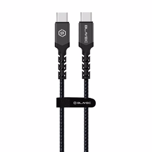Blavec Cable Raptor braided - Type C to Type C - PD 100W 5A 1 metre Apple CarPlay/Android Auto (CRA-CC5BG10) black-grey