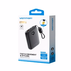 Vention 10000mAh varavirtalähde 2xUSB-C 1xUSB-A 22,5W musta
