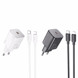 Puhelinlaturi Hoco USB C QC PD 20W + kaapeli USB C - Lightning N40 musta