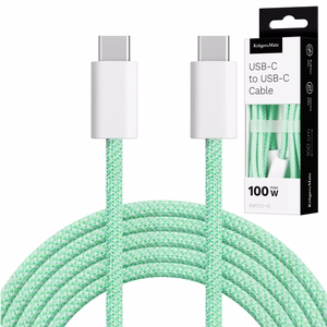 Krüger&Matz Basic USB-C–USB-C-kaapeli, 100 W, 1 m, vihreä