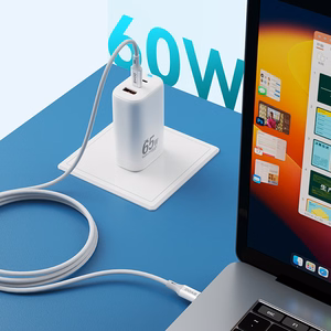 BWOO kaapeli USB-C - USB-C 1m 60W ABS + TPE X282 C-C valkoinen