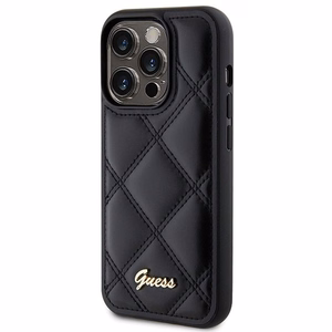Guess Suojakuori iPhone 15 Pro Max:lle GUHCP15XPSQSQSK Quilted Metal Logo - musta