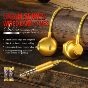 WEKOME YC05 Sakin Series wired in-ear headphones with 3.5 mm plug, gold