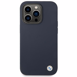 BMW BMHMP14XSILNA laivastonsininen silikoninen metallilogolla varustettu suojakuori iPhone 14 Pro Max 6.7 MagSafe