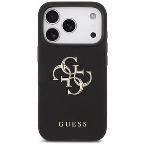Guess Grained Big 4G & Classic Logo Suojakuori iPhone 17 Prolle - musta