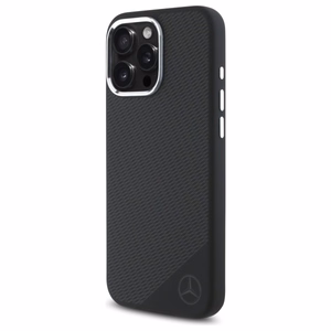 Mercedes Silikoninen Tonal Logo Wood Pattern MagSafe suojakuori iPhone 16 Pro Max:lle - musta
