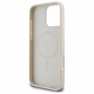 Guess Grained Gold Ring MagSafe Suojakuori iPhone 16 Pro Max:lle - Beige