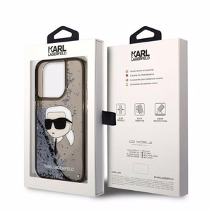 Karl Lagerfeld Glitter Karl's Head suojakuori iPhone 14 Pro Max:lle - musta