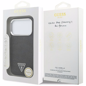 Guess Glitter Triangle Logo MagSafe suojakuori iPhone 17 Pro - musta