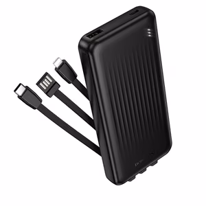 Borofone varavirtalähde BJ79 Clever - USB - Type C- ja Lightning-kaapeleilla, musta