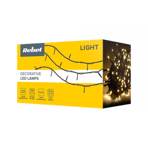 Rebel LED-jouluvalot ulkokäyttöön, 10 m, lämpimänvalkoiset, vaihdettavat valaistustilat