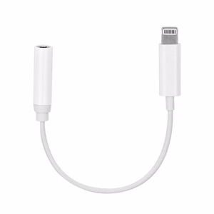 Sovitin AUX Lightning (uros) - Jack 3,5 mm (naaras) valkoinen