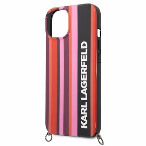 Karl Lagerfeld KLHCP14SSTSTP iPhone 14 6.1 vaaleanpunainen kovakuori Color Stripes Strap