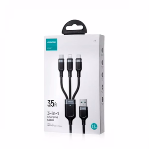 Joyroom S-A18 3in1 3.5A USB-A - Lightning+USB-C+MicroUSB Kaapeli 1.2m - Musta