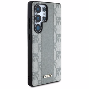 DKNY Nahkainen Checkered Pattern MagSafe Suojakuori Samsung Galaxy S25 Ultra:lle - harmaa
