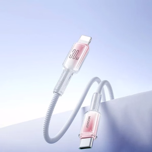 Joyroom S-A42 Crystal-Clear Series 30W USB-C - Lightning -kaapeli 1,2 m - valkoinen