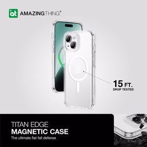 Amazing Thing Titan Edge Mag Suojakuori 15FT IP156.7TEMCL iPhone 15 Plus:lle läpinäkyvä