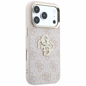 Guess 4G & Big Strass Logo suojakuori mallille iPhone 17 Pro / 18 Pro – väri: vaaleanpunainen