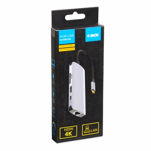 iBox IUH3RJ4K -keskitin USB Type-C 5000 Mbit/s hopea