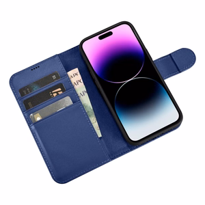 iCarer Lompakko Kotelo 2in1 Cover iPhone 14 Pro Nahka Flip Case Anti-RFID sininen (WMI14220726-BU)