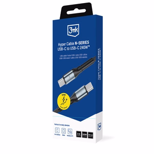 3mk Hyper Cable N-SERIES USB-C / USB-C 3m PD 3.0 QC 3.0 48V / 5A 240W - musta