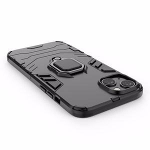 Ring Armor tapauksessa iPhone 14 panssaroitu kansi magneettinen haltija rengas musta