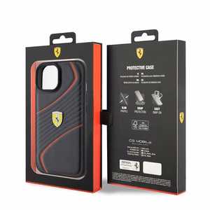 Ferrari FEHCP15SPTWK iPhone 15 6,1 musta/musta kovakuori Twist Metal Logo