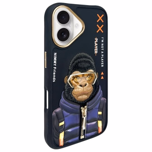 Nimmy Cool&Cute 2.0 Apina Suojakuori iPhone 16:lle - musta