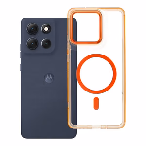 Suojakuori Motorola G86 Frame Clear Hybrid Mag Cover yhteensopiva MagSafe kanssa hermes oranssi