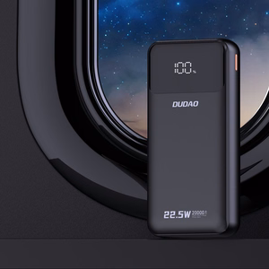 Dudao K15Pro Power Bank 20000mAh 22.5W PD USB-C / USB-A / Sisäänrakennettu Lightning ja USB-C kaapelit - Musta