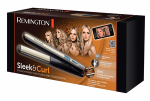Remington Sleek & Curl S6500 – keraaminen hiusten suoristus- ja kiharrusrauta, enintään 230 °C, musta