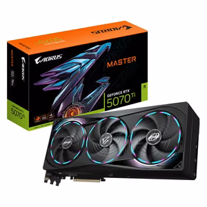 Gigabyte NVIDIA GeForce RTX 5070 Ti -näytönohjain, 16 GB GDDR7, 256 bittiä, PCIe 5.0 16x, GPU 2670 MHz, dual slot -tuuletinjäähdytys, 1 x HDMI, 3 x DisplayPort, GV-N507TAORUSM-16GD