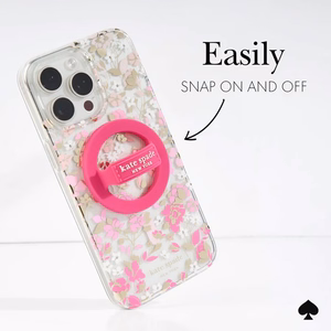Kate Spade New York Magnetic Loop Grip -magneettinen MagSafe-sormipidike puhelimelle, Pom Pom Pink