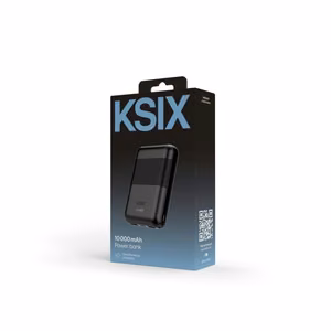 Ksix Powebank Mini 10000mAh 10W+cable USB-A USB-C, musta