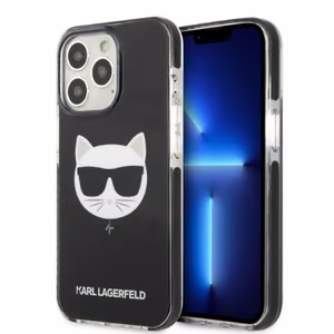 Karl Lagerfeld KLHCP13LTPECK iPhone 13 Pro / 13 6.1" kovakuori musta/musta Choupette Head