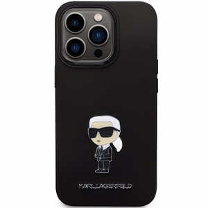 Karl Lagerfeld KLHCP14LSMHKNPK Suojakuori iPhone 14 Pro:lle - musta Silikoninen Ikonik Metal Pin