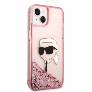 Karl Lagerfeld Glitter Karl's Head suojakuori iPhone 14 Plus:lle - vaaleanpunainen