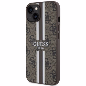 Guess GUHMP14MP4RPSW iPhone 14 Plus 6.7 ruskea/ruskea suojakuori 4G Printed Stripes MagSafe