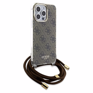 Guess Crossbody Cord 4G Print -suojakuori iPhone 15 Pro Maxille - ruskea