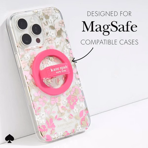 Kate Spade New York Magnetic Loop Grip -magneettinen MagSafe-sormipidike puhelimelle, Pom Pom Pink