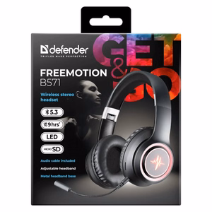 DEFENDER BLUETOOTH kuulokkeet FREEMOTION B571 mustat LED