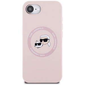 Karl Lagerfeld HC MagSafe Silikoninen Double Heads Suojakuori iPhone 16e:lle - Vaaleanpunainen