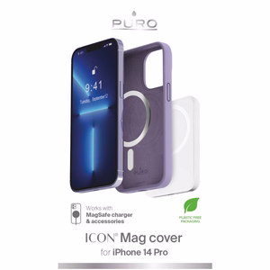 Puro Icon Mag MagSafe Silikoninen Suojakuori iPhone 14 Prolle - laventeli