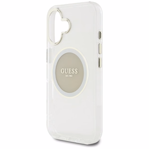 Guess IML Metal Colored Circle Classic Logo MagSafe Suojakuori iPhone 16:lle - harmaa