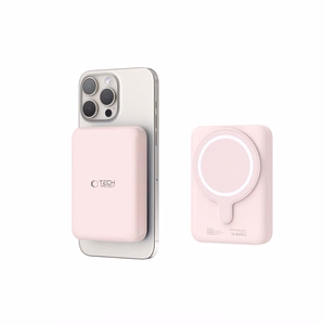 Tech-Protect LifeMag PB11 Powerbank MagSafe 10000mAh 15W USB-C-portilla - vaaleanpunainen + USB-C-kaapeli