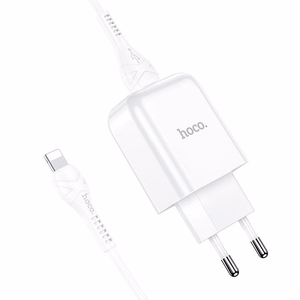 Puhelinlaturi Hoco USB A 2A 10W + kaapeli USB A - Lightning N2 valkoinen